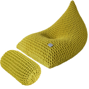 Chunky knitted SET bean bag & bolster footrest | GOLDEN KIWI