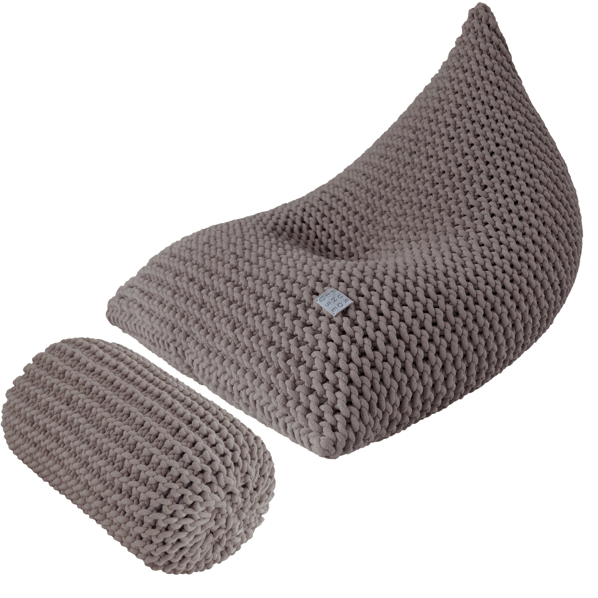 Chunky knitted SET bean bag & bolster footrest | MOCHA