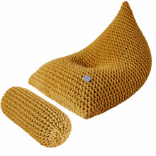 Chunky knitted bolster footrest | MUSTARD
