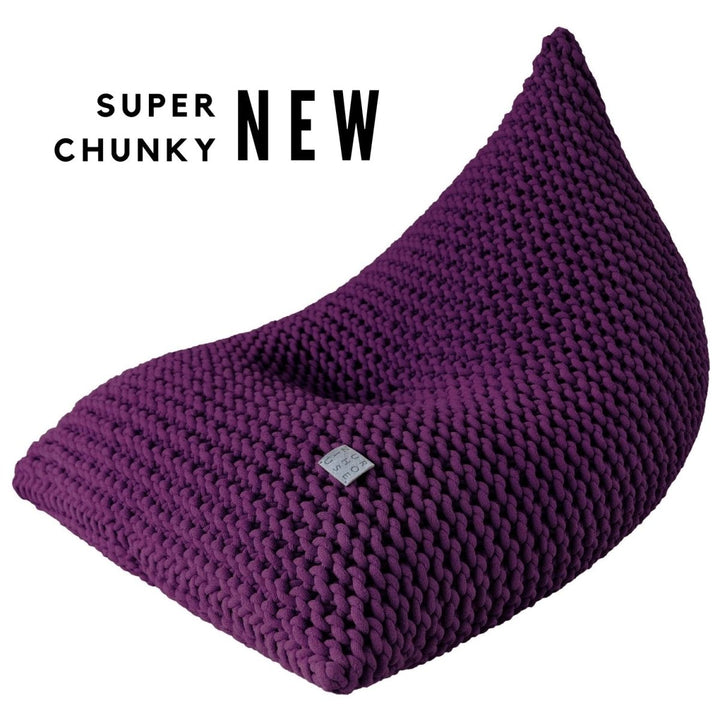 Chunky knitted bean bag | AUBERGINE - Zuri House
