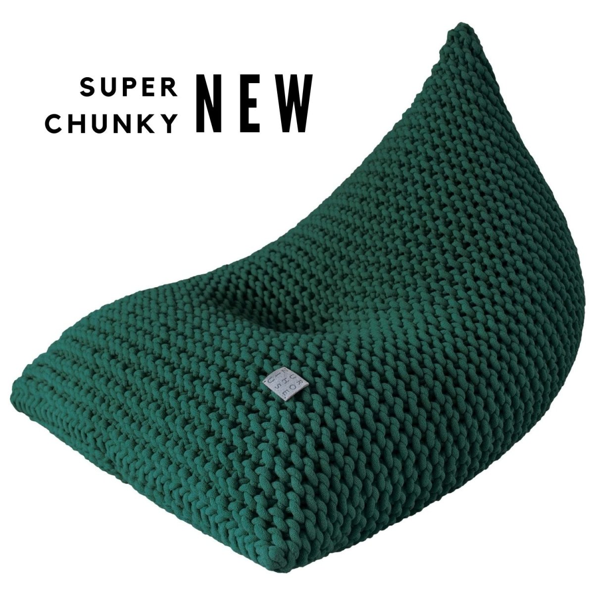 Chunky knitted bean bag | BOTTLE GREEN - Zuri House