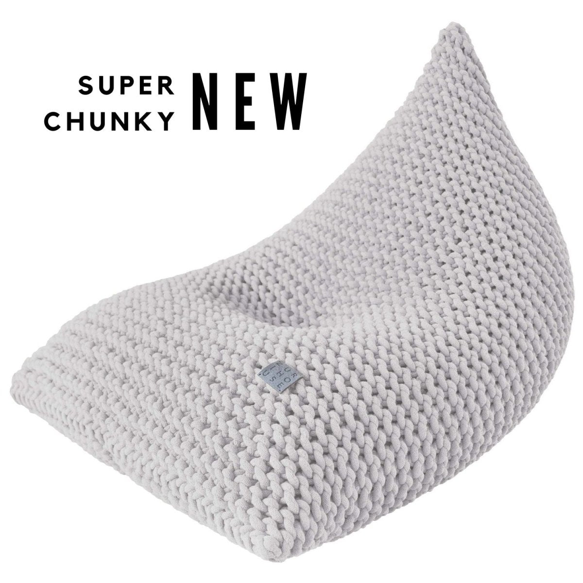 Chunky knitted bean bag | LIGHT GREY - Zuri House