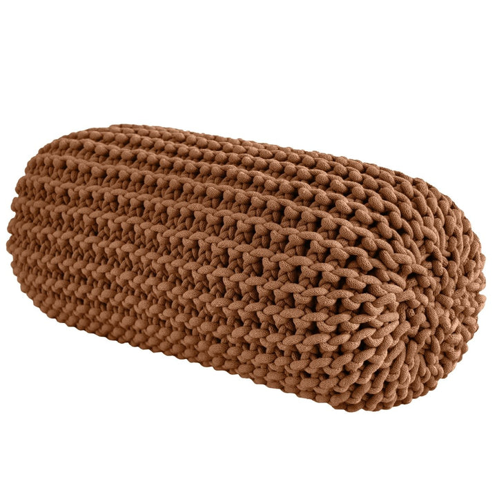Chunky knitted bolster footrest | CINNAMON - Zuri House