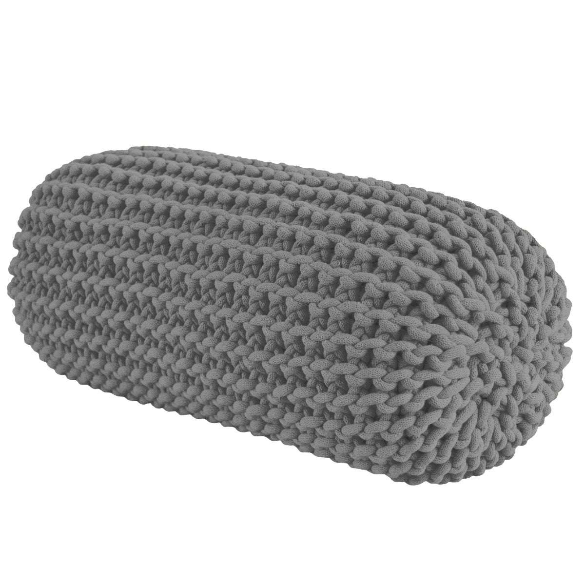 Chunky knitted bolster footrest | DARK GREY - Zuri House