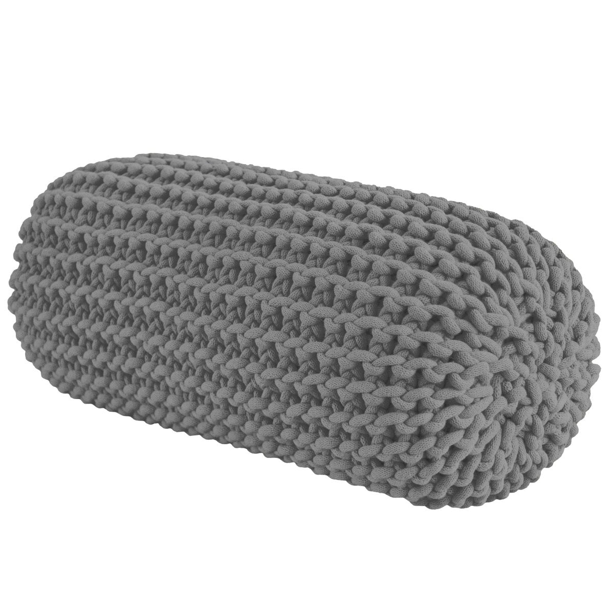 Chunky knitted bolster footrest | DARK GREY - Zuri House