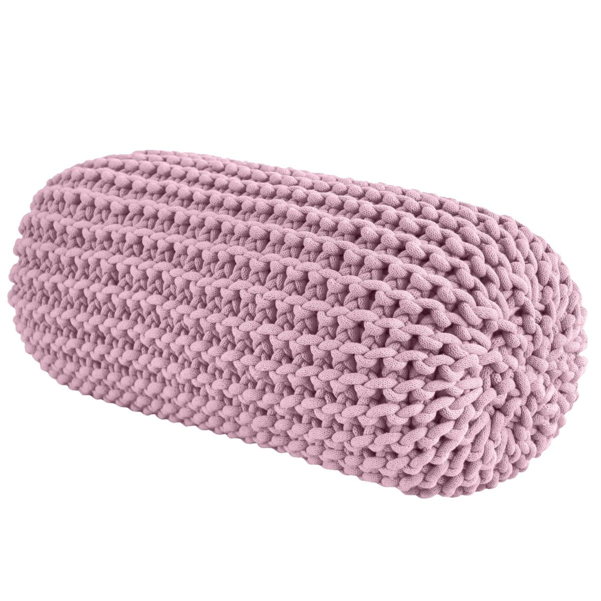 Chunky knitted bolster footrest | DUSTY ROSE - Zuri House