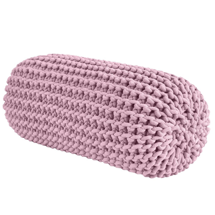 Chunky knitted bolster footrest | DUSTY ROSE - Zuri House