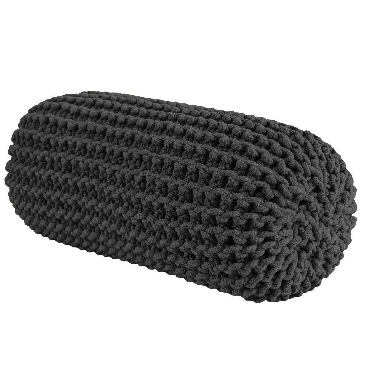 Chunky knitted bolster footrest | GRAPHITE - Zuri House