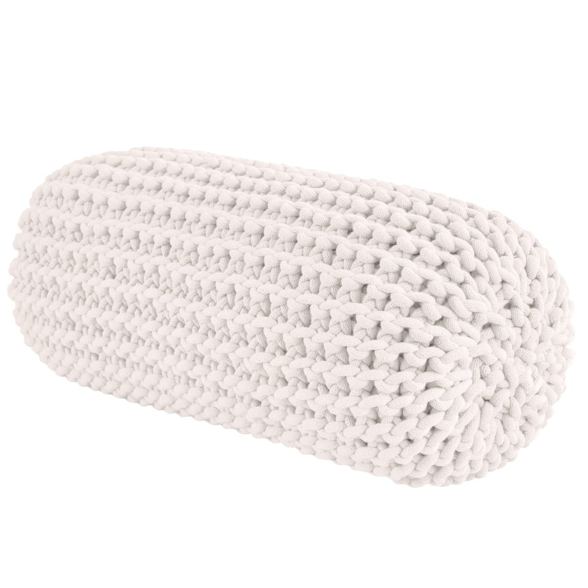 Chunky knitted bolster footrest | IVORY - Zuri House
