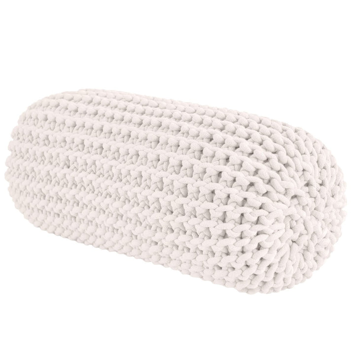 Chunky knitted bolster footrest | IVORY - Zuri House