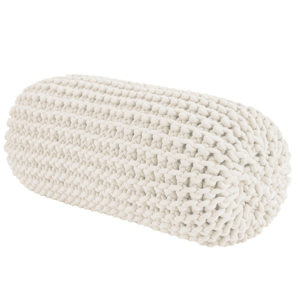 Chunky knitted bolster footrest | IVORY - Zuri House