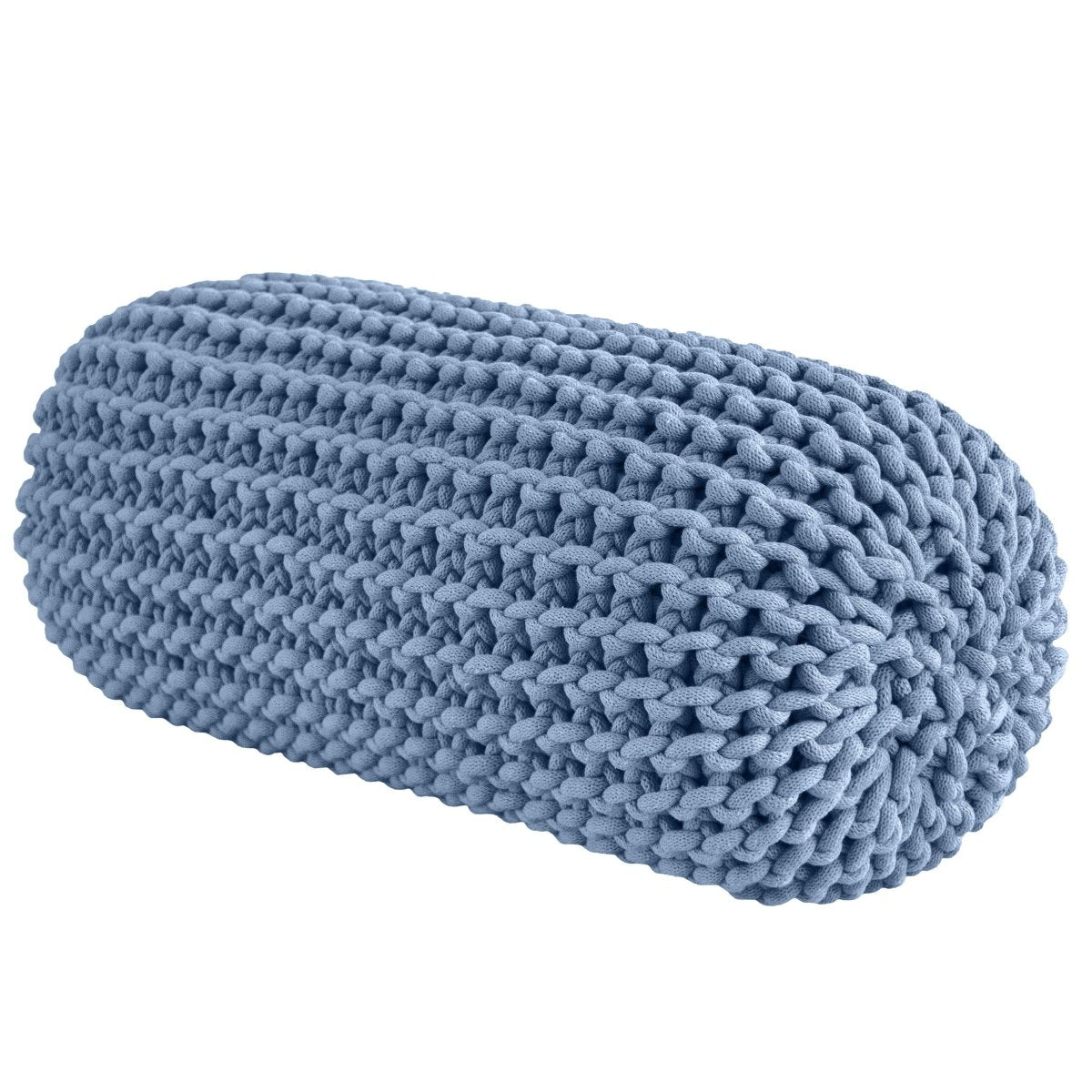 Chunky knitted bolster footrest | LIGHT DENIM - Zuri House