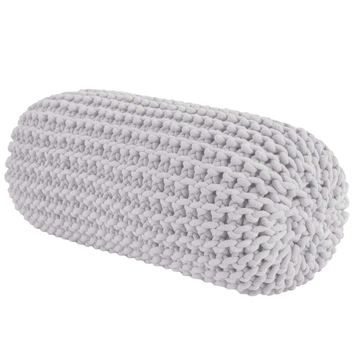 Chunky knitted bolster footrest | LIGHT GREY - Zuri House