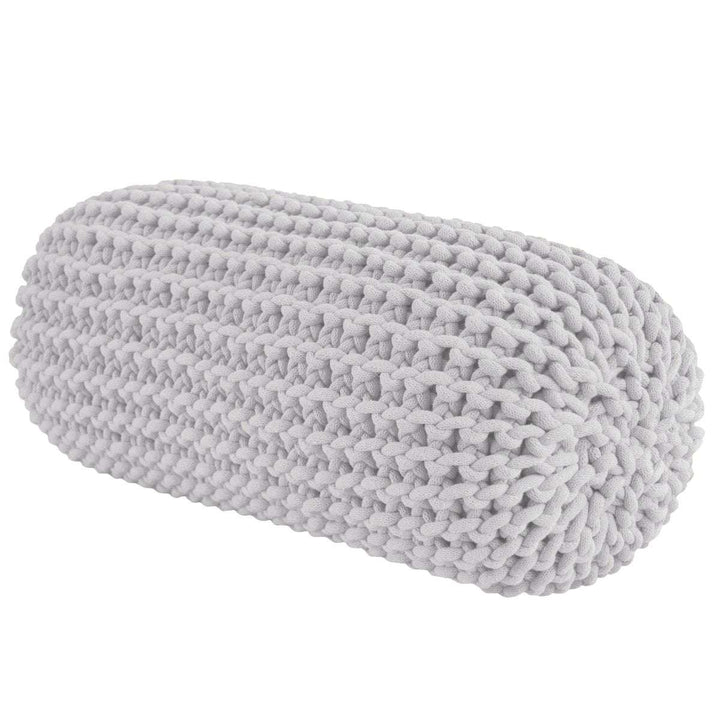 Chunky knitted bolster footrest | LIGHT GREY - Zuri House