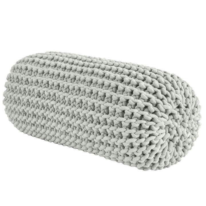 Chunky knitted bolster footrest | LIGHT OLIVE - Zuri House