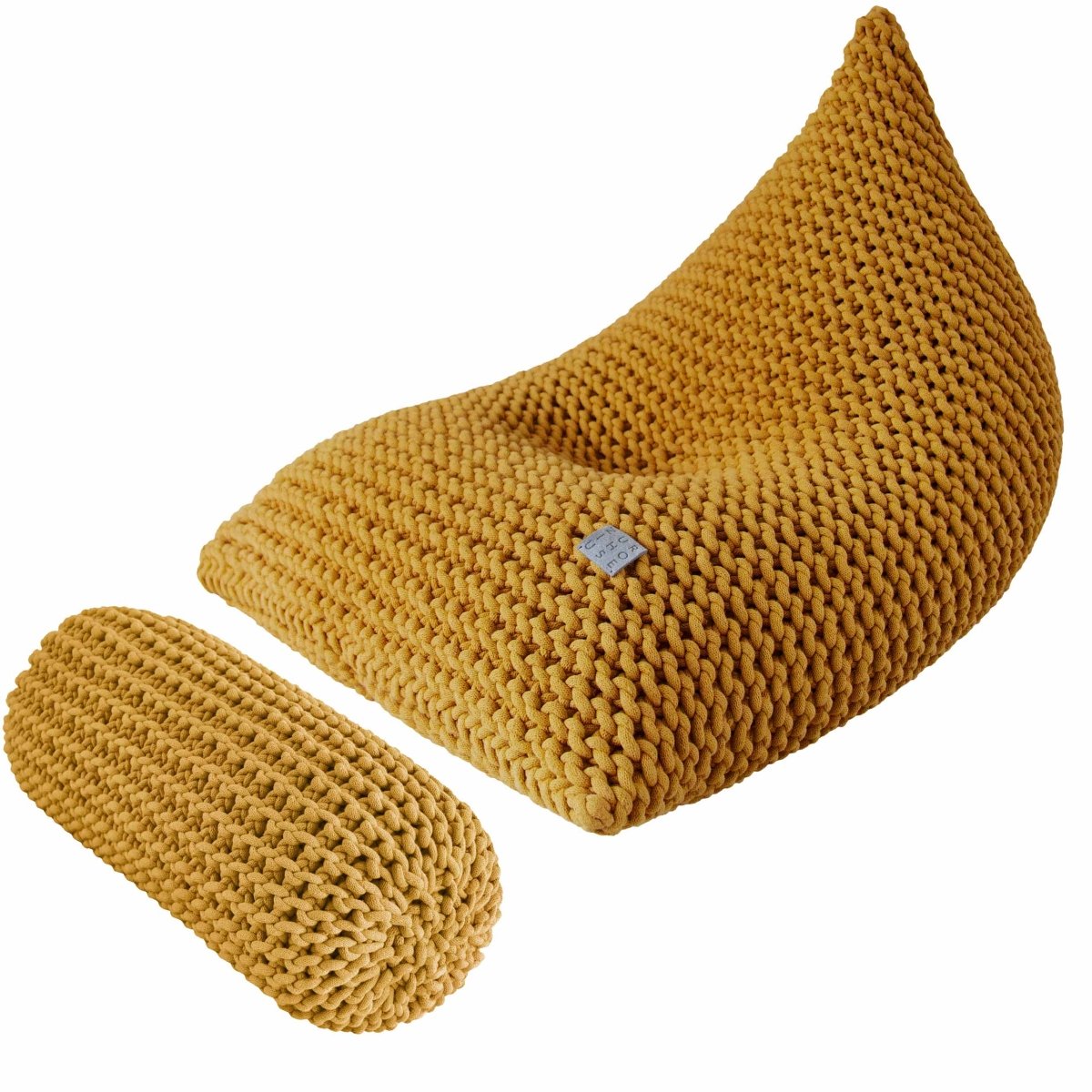 Chunky knitted bolster footrest | MUSTARD - Zuri House
