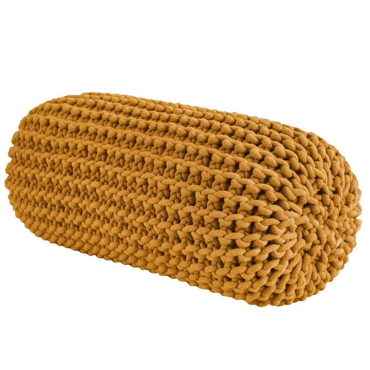 Chunky knitted bolster footrest | MUSTARD - Zuri House