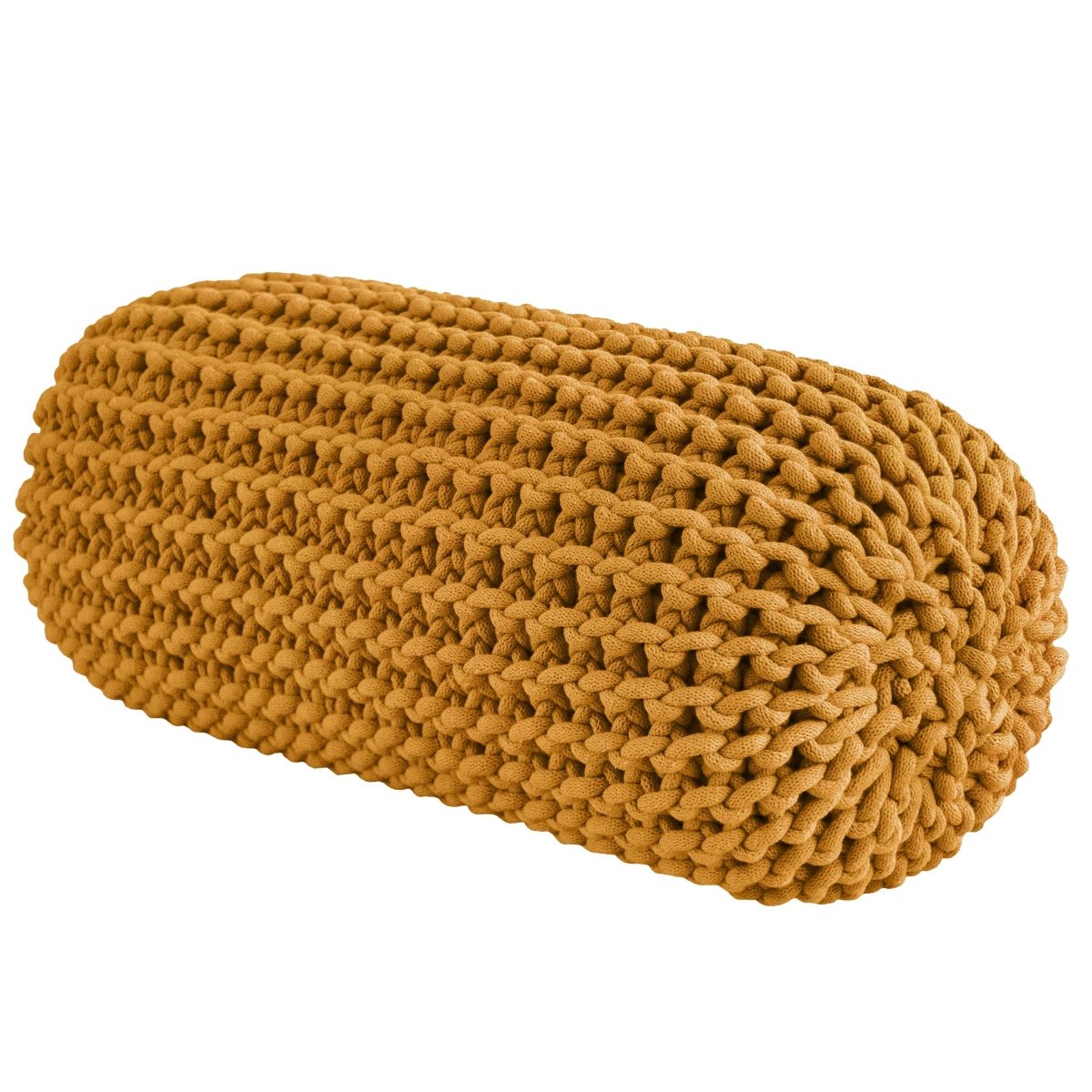 Chunky knitted bolster footrest | MUSTARD - Zuri House