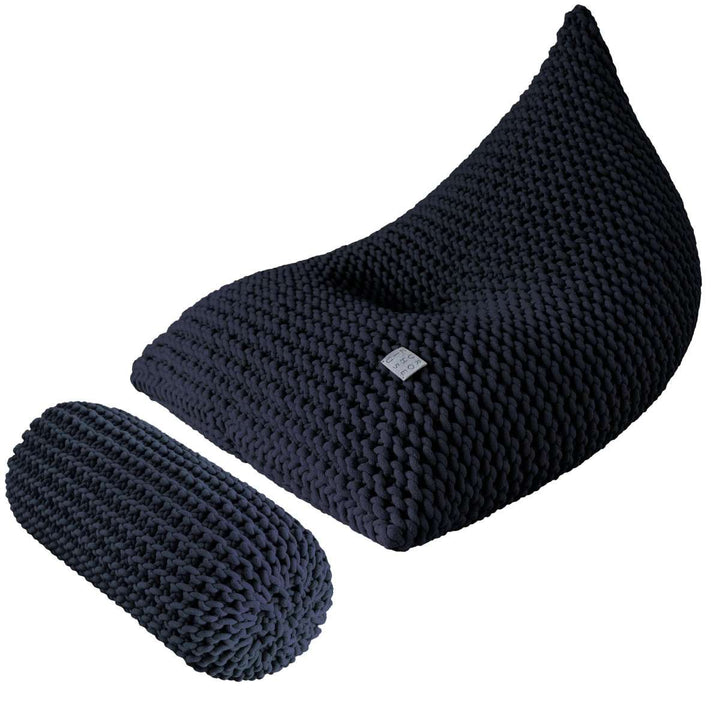 Chunky knitted bolster footrest | NAVY BLUE - Zuri House
