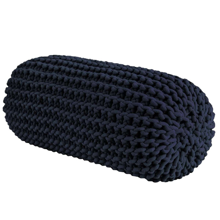 Chunky knitted bolster footrest | NAVY BLUE - Zuri House