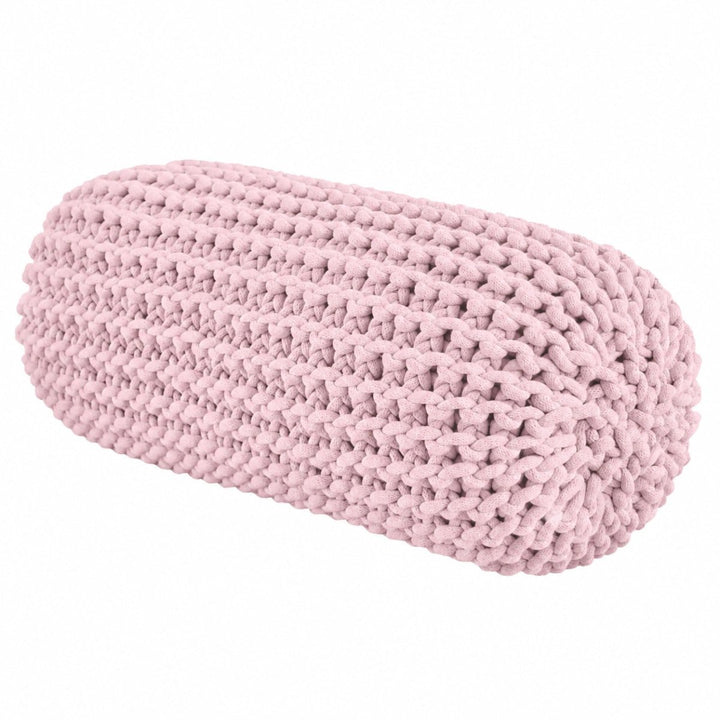 Chunky knitted bolster footrest | POWDER PINK - Zuri House