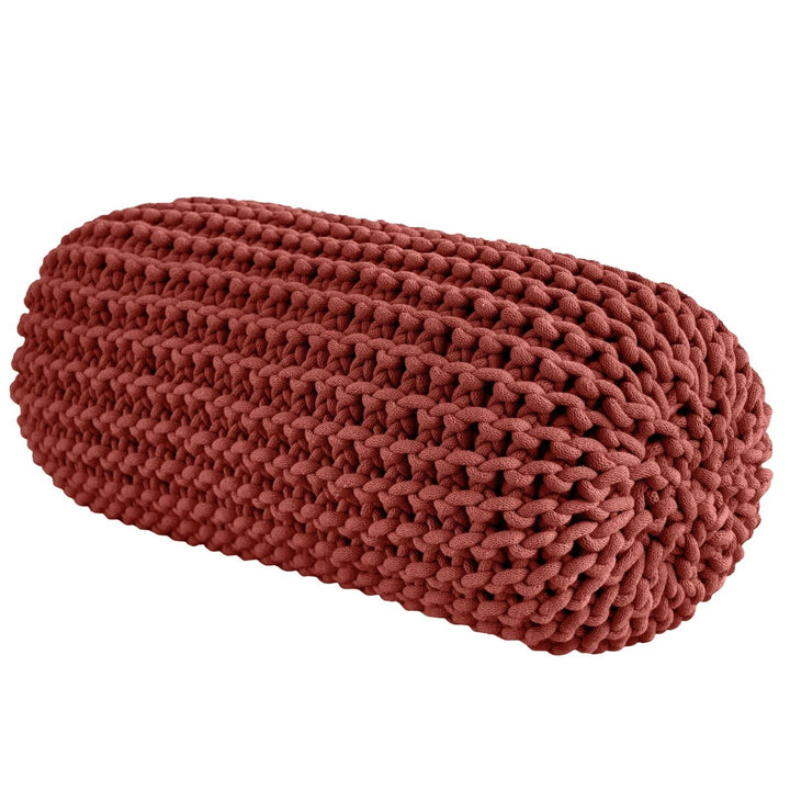 Chunky knitted bolster footrest | TERRACOTTA - Zuri House