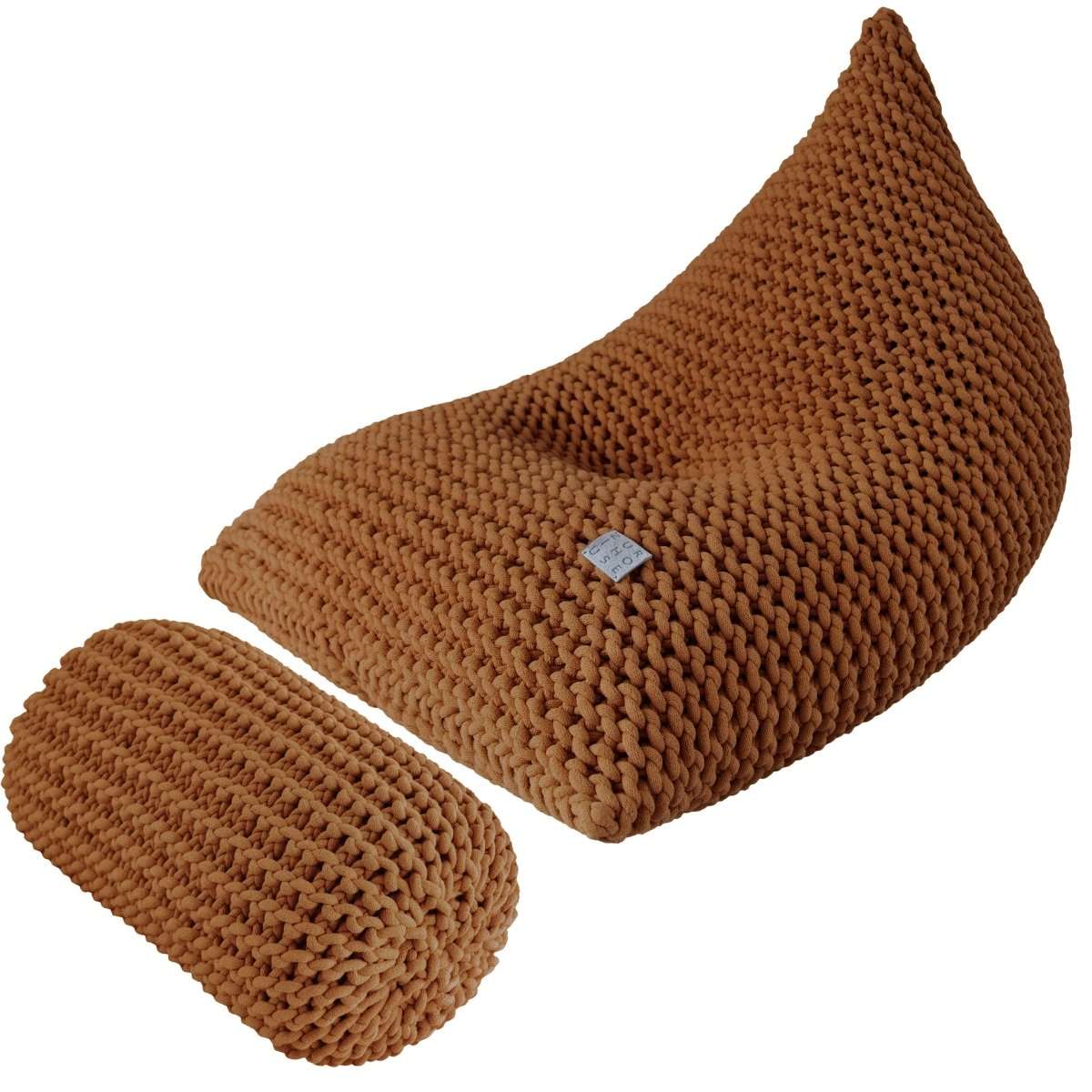 Chunky knitted SET bean bag & bolster footrest | CINNAMON - Zuri House