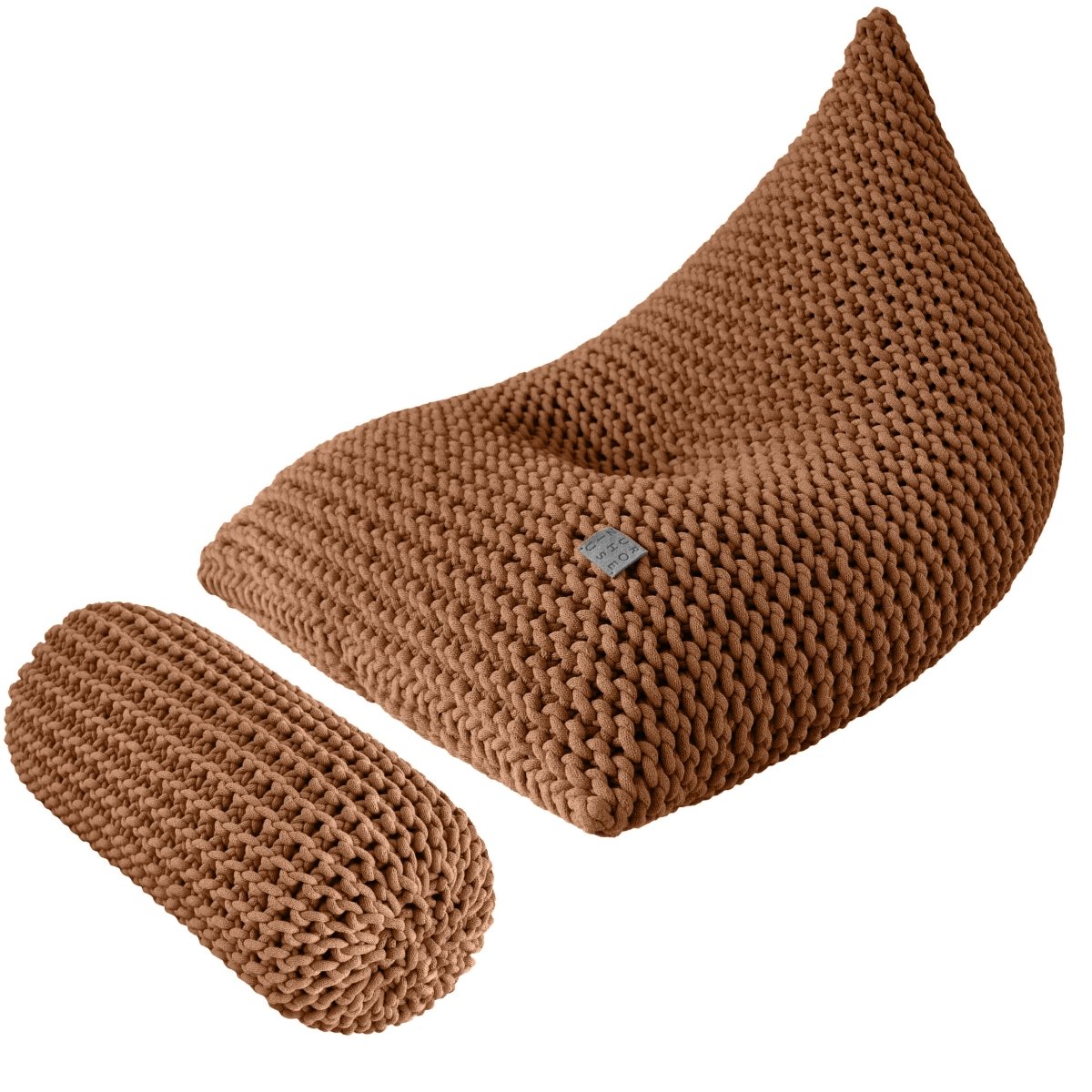 Chunky knitted SET bean bag & bolster footrest | CINNAMON - Zuri House