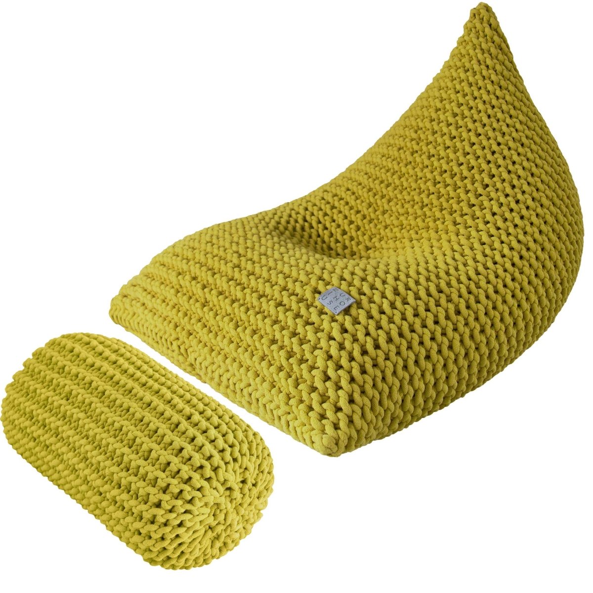 Chunky knitted SET bean bag & bolster footrest | GOLDEN KIWI - Zuri House