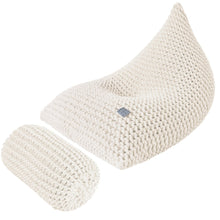 Chunky knitted SET bean bag & bolster footrest | IVORY - Zuri House