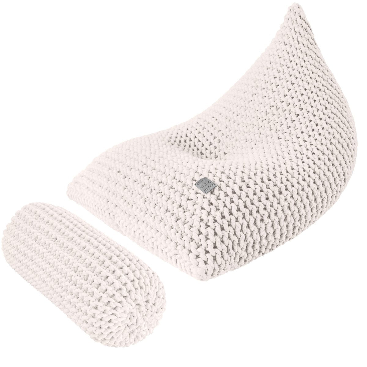 Chunky knitted SET bean bag & bolster footrest | IVORY - Zuri House