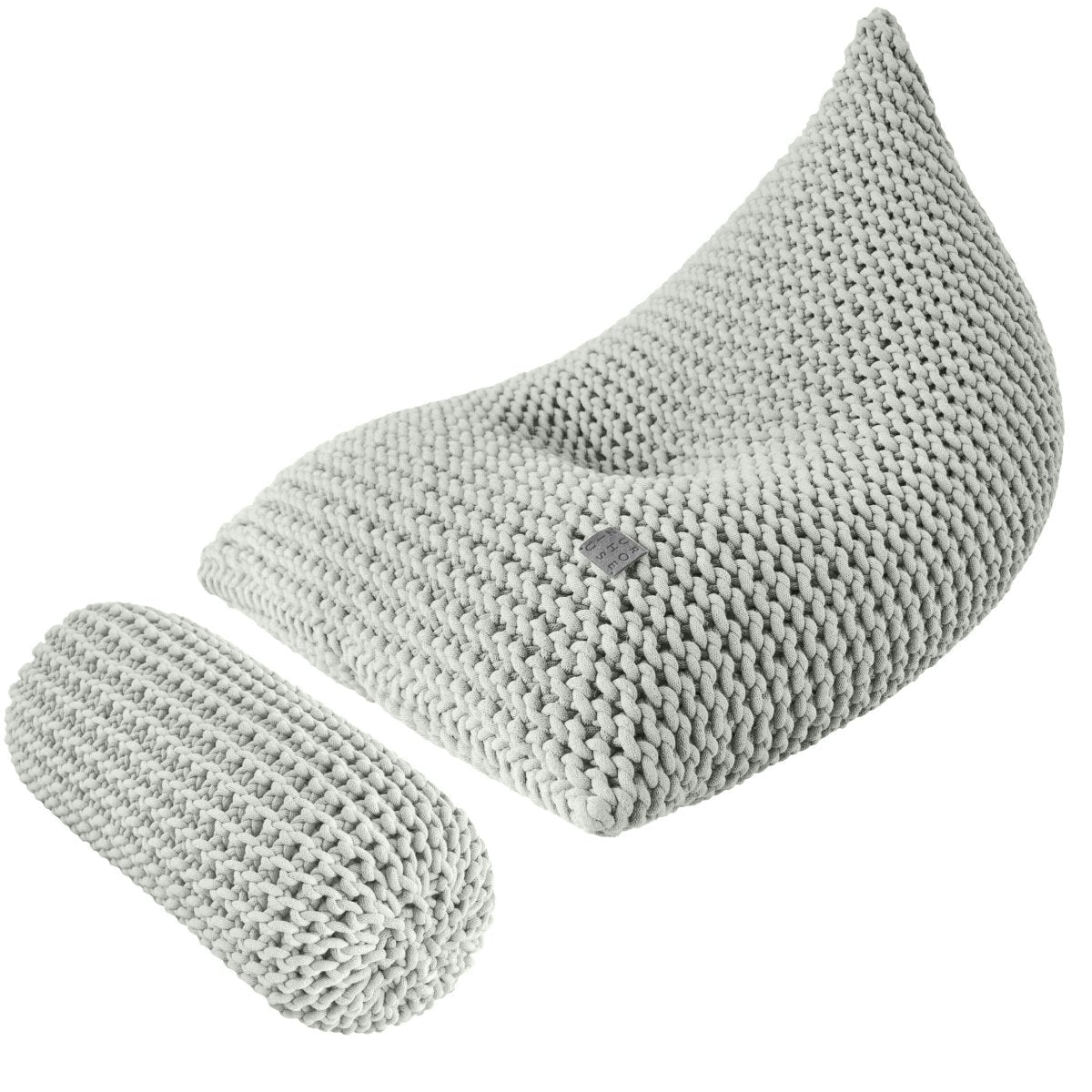 Chunky knitted SET bean bag & bolster footrest | LIGHT OLIVE - Zuri House