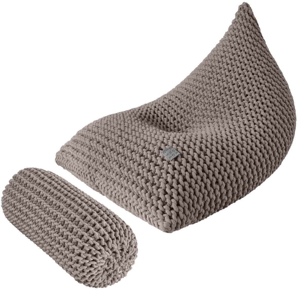 Chunky knitted SET bean bag & bolster footrest | MOCHA - Zuri House