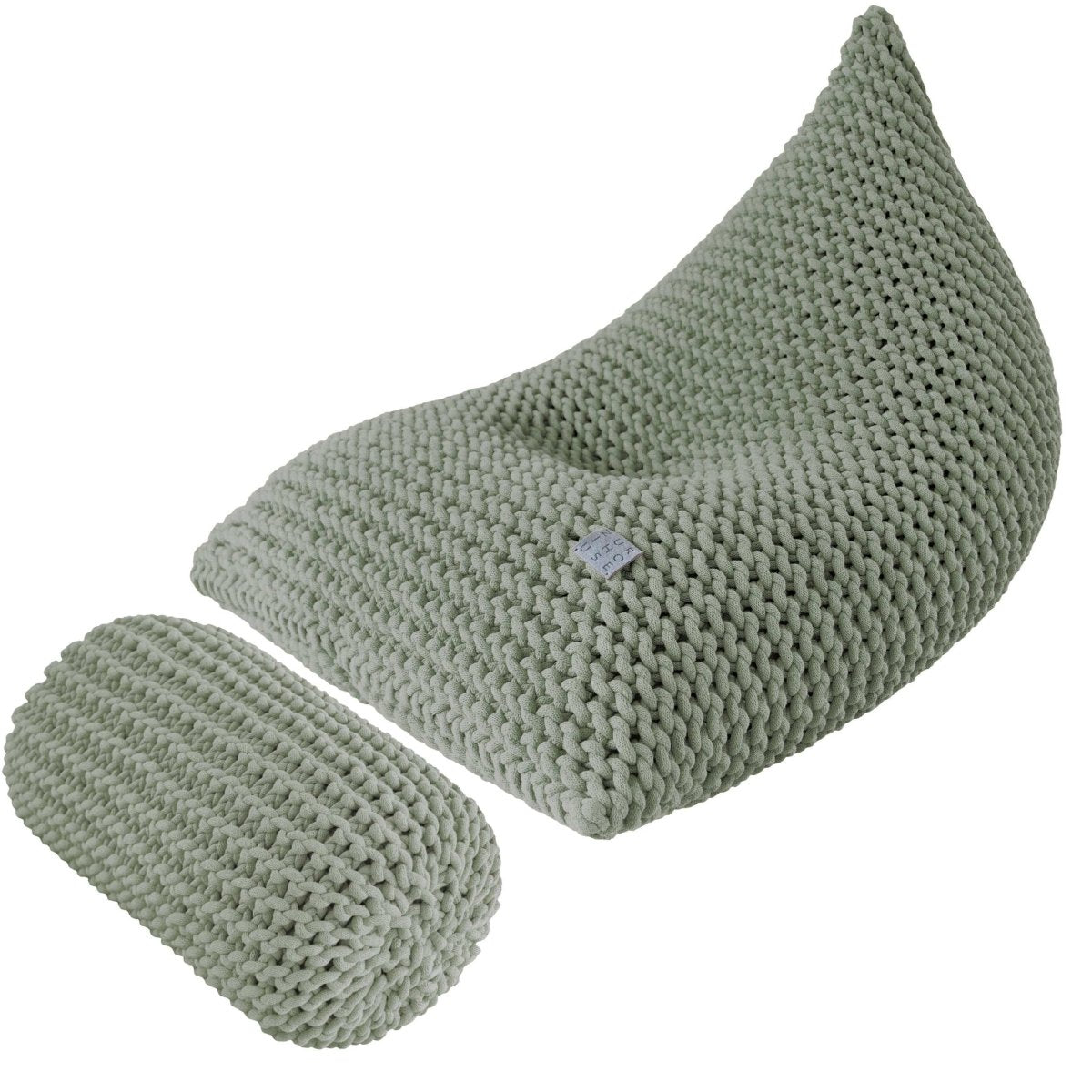 Chunky knitted SET bean bag & bolster footrest | SAGE - Zuri House