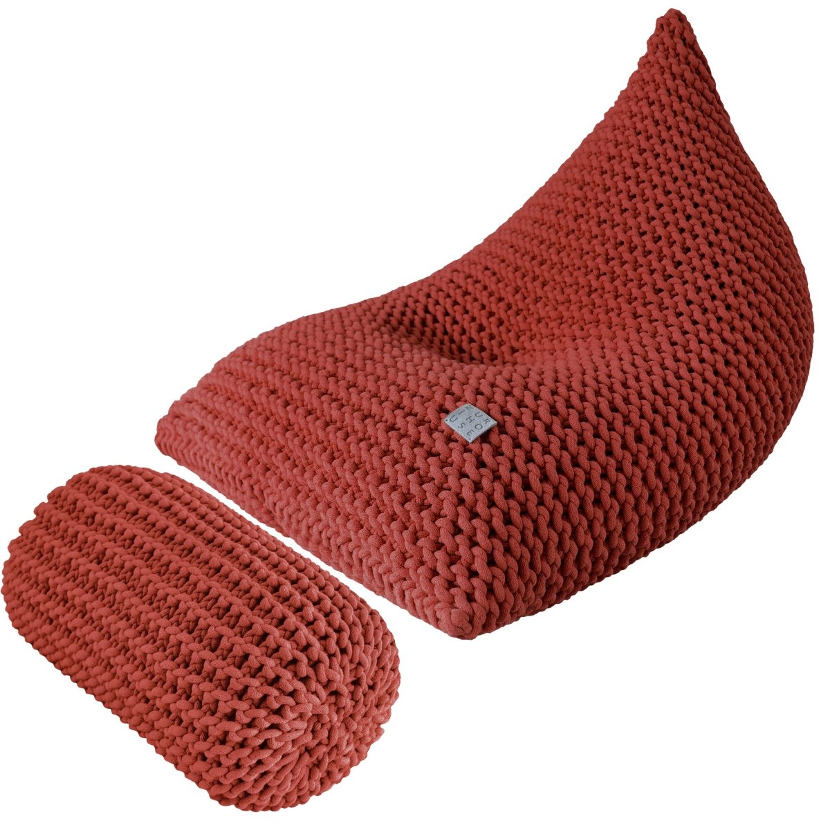 Chunky knitted SET bean bag & bolster footrest | TERRACOTTA - Zuri House