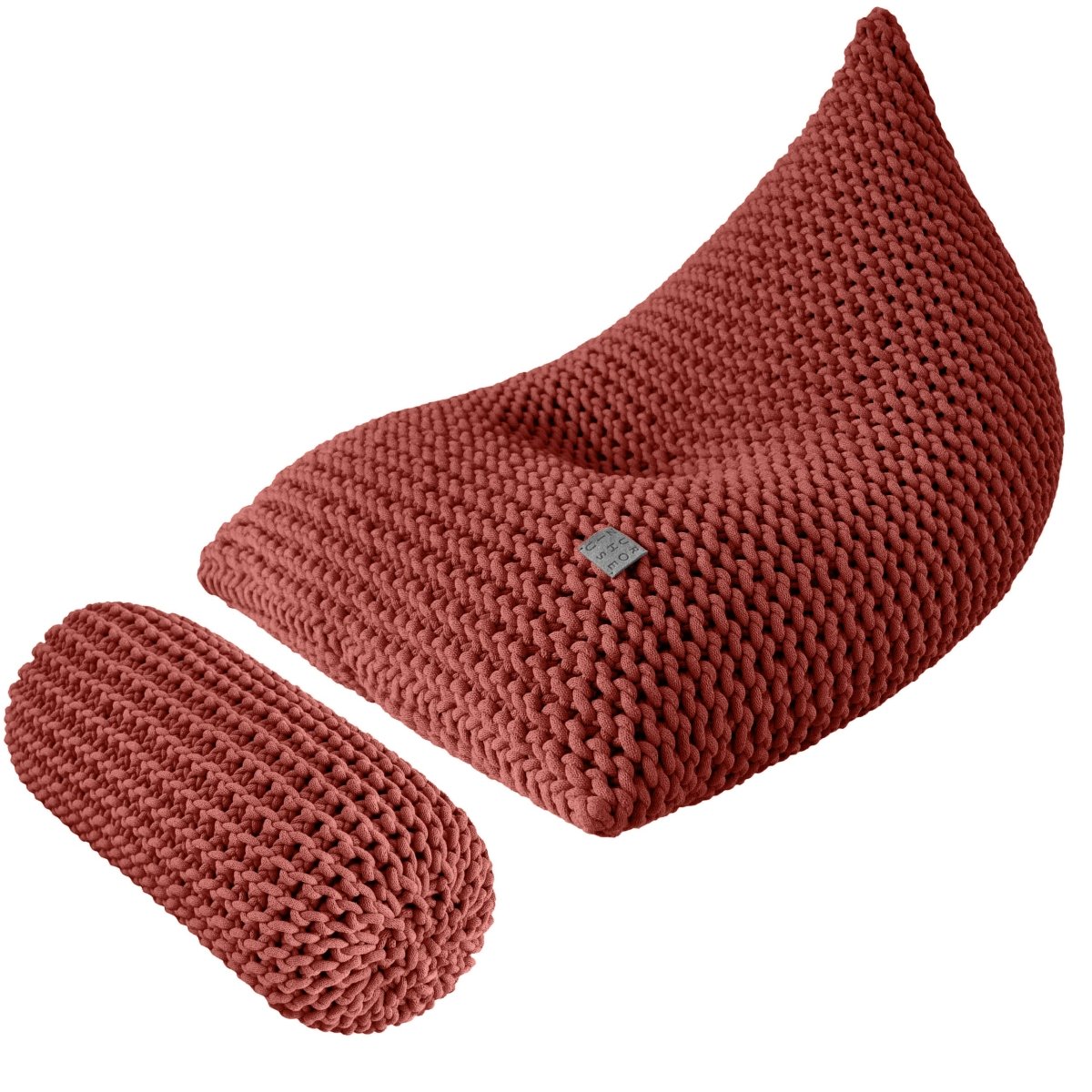 Chunky knitted SET bean bag & bolster footrest | TERRACOTTA - Zuri House