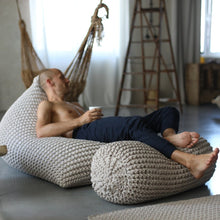 Chunky knitted SET bean bag & bolster footrest | TERRACOTTA - Zuri House