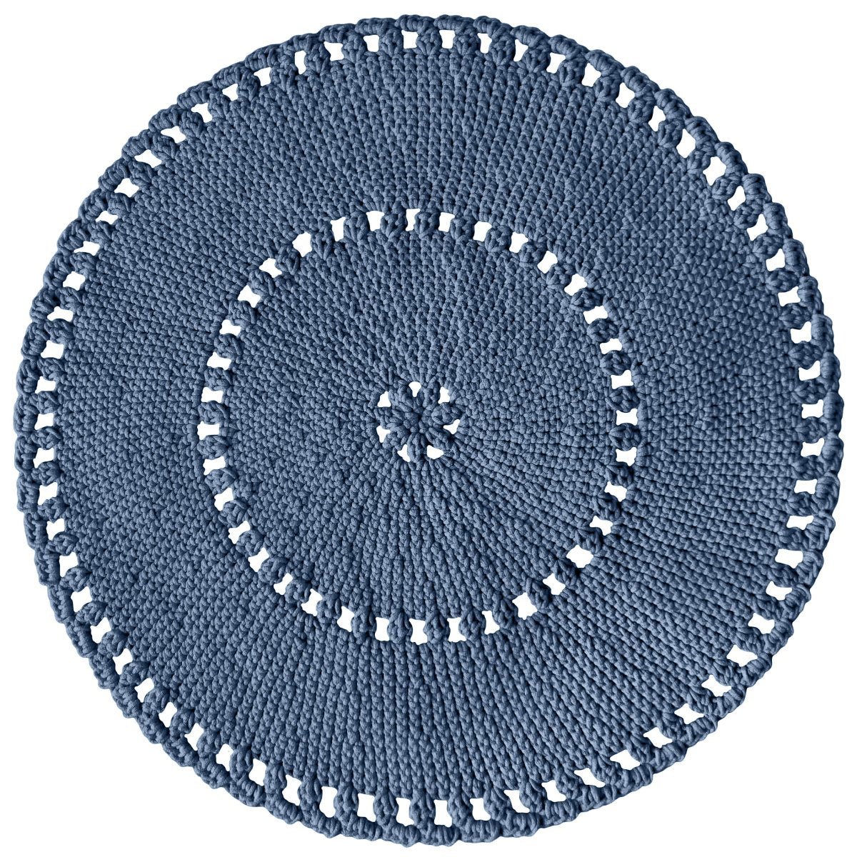 Crochet BOHO rug | DENIM BLUE - Zuri House