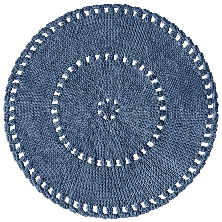 Crochet BOHO rug | DENIM BLUE - Zuri House