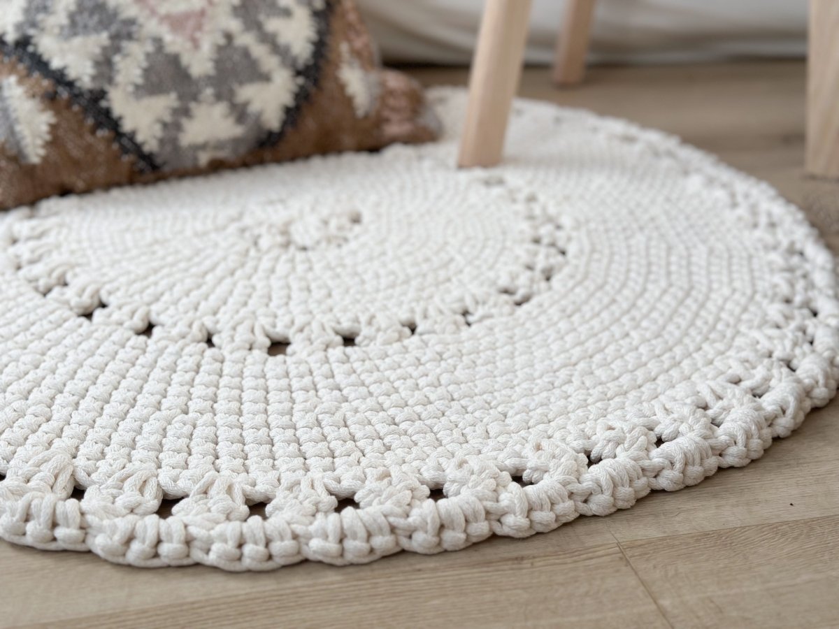 Crochet BOHO rug | IVORY - Zuri House