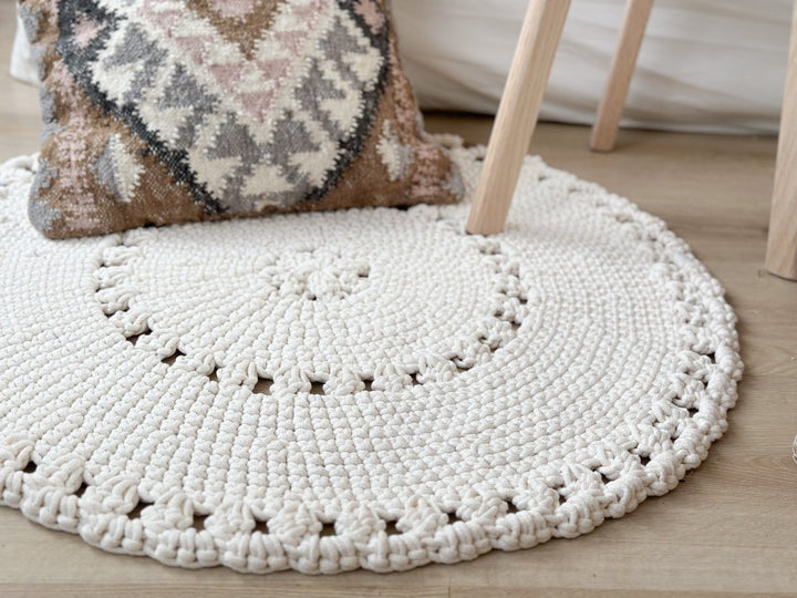 Crochet BOHO rug | IVORY - Zuri House