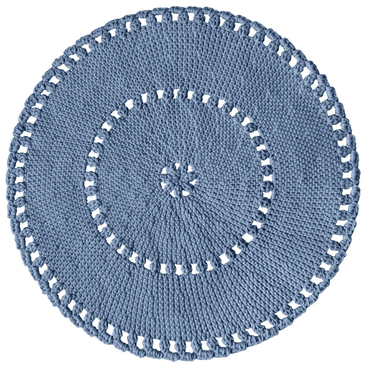 Crochet BOHO rug | LIGHT DENIM - Zuri House