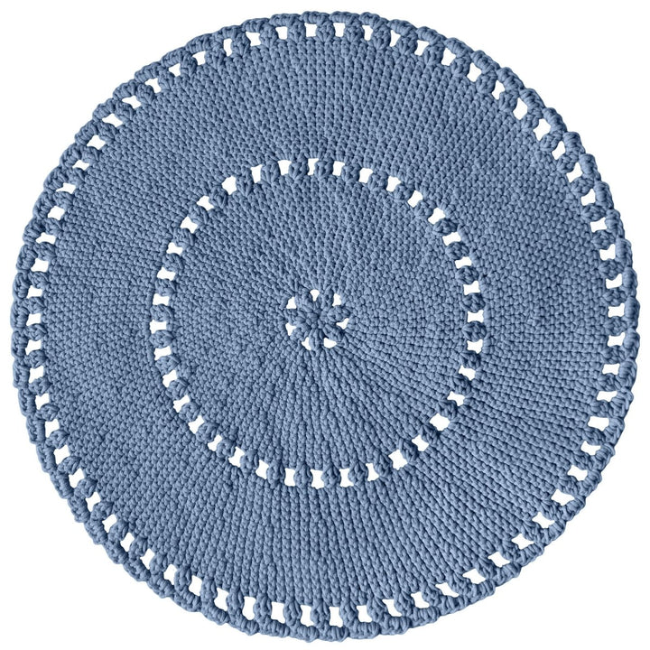 Crochet BOHO rug | LIGHT DENIM - Zuri House