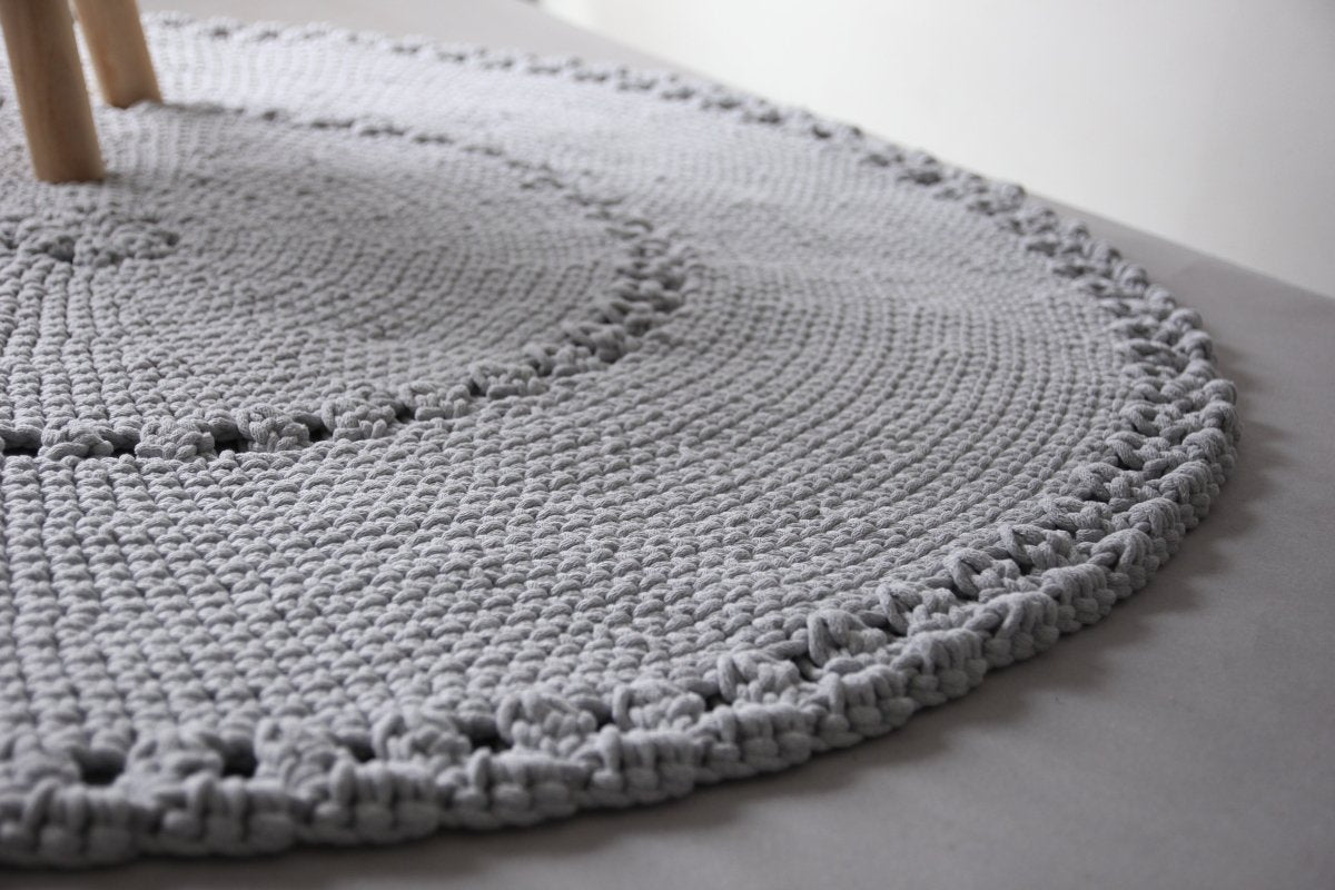 Crochet BOHO rug | LIGHT GREY - Zuri House
