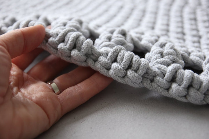 Crochet BOHO rug | LIGHT GREY - Zuri House
