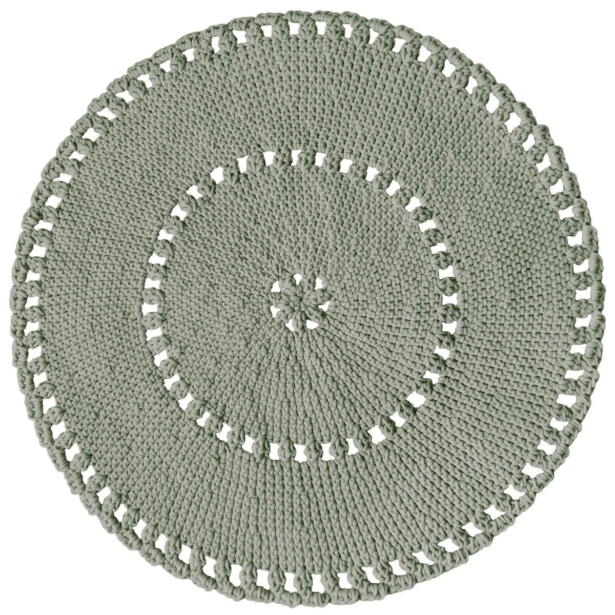 Crochet BOHO rug | LIGHT OLIVE - Zuri House
