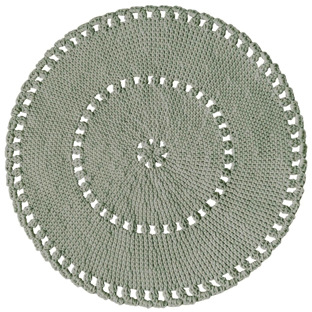 Crochet BOHO rug | LIGHT OLIVE - Zuri House