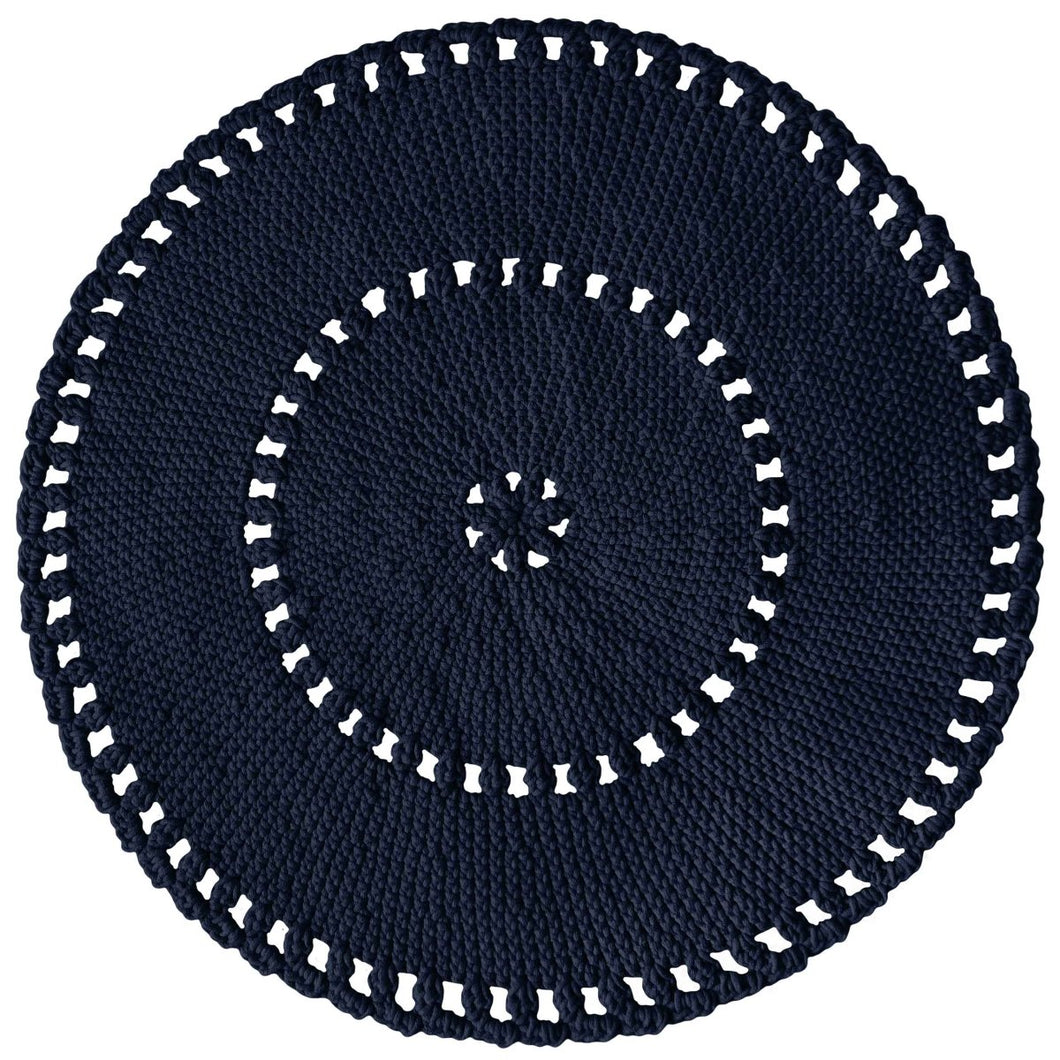 Crochet BOHO rug | NAVY BLUE - Zuri House