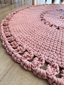 Crochet BOHO rug | POWDER PINK - Zuri House