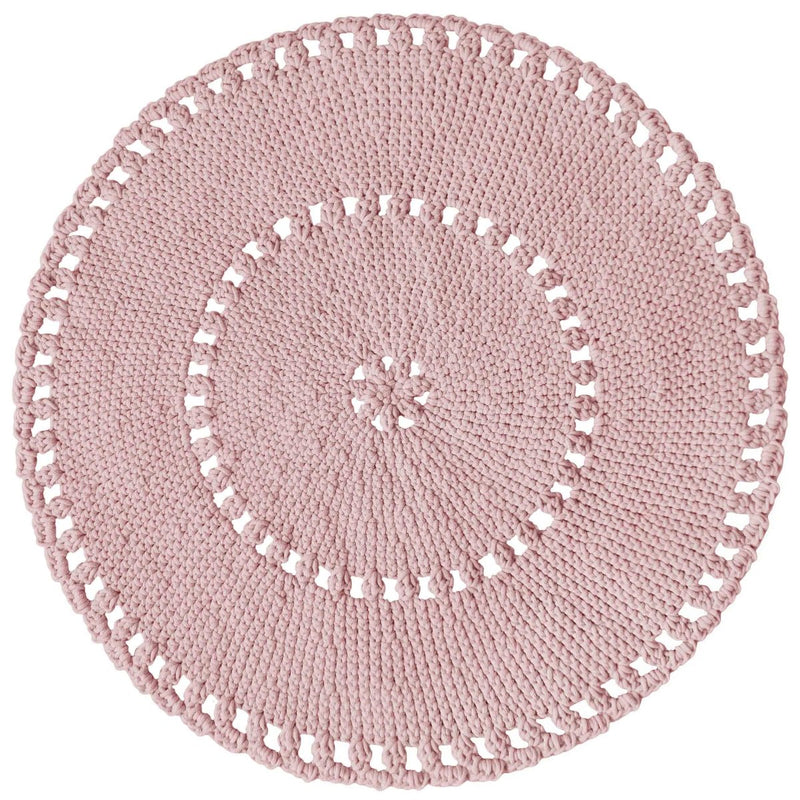 Crochet BOHO rug | POWDER PINK - Zuri House